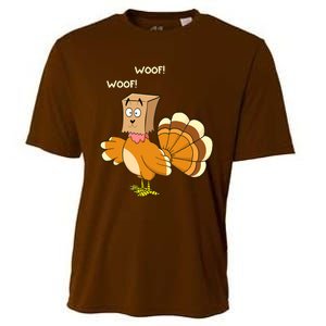 Thanksgiving Dog Fake Dog Woof Thanksgiving Turkey Cooling Performance Crew T-Shirt