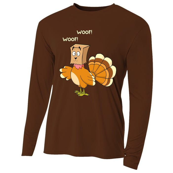 Thanksgiving Dog Fake Dog Woof Thanksgiving Turkey Cooling Performance Long Sleeve Crew