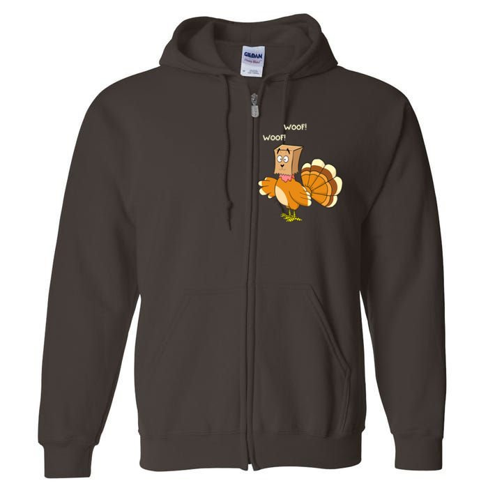 Thanksgiving Dog Fake Dog Woof Thanksgiving Turkey Full Zip Hoodie