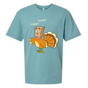 Thanksgiving Dog Fake Dog Woof Thanksgiving Turkey Sueded Cloud Jersey T-Shirt