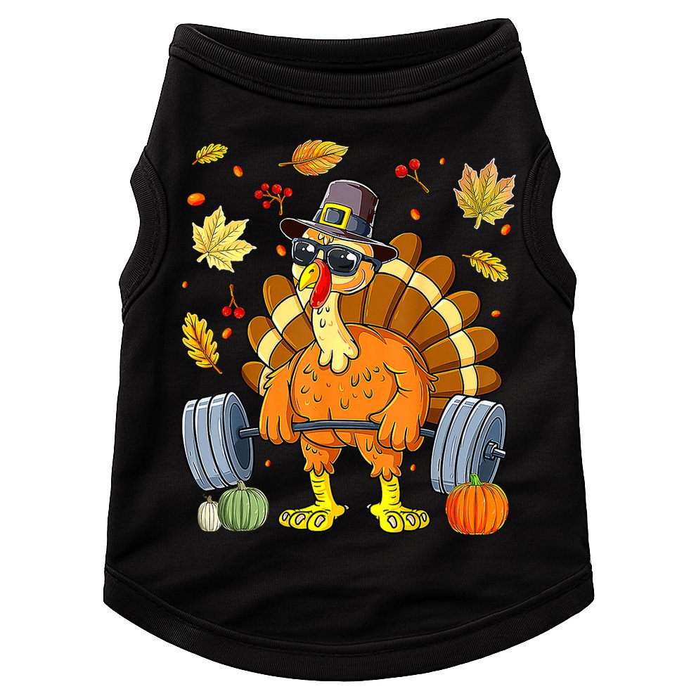 Turkey Deadlift Fitness Weightlifting Thanksgiving Day Doggie Tank