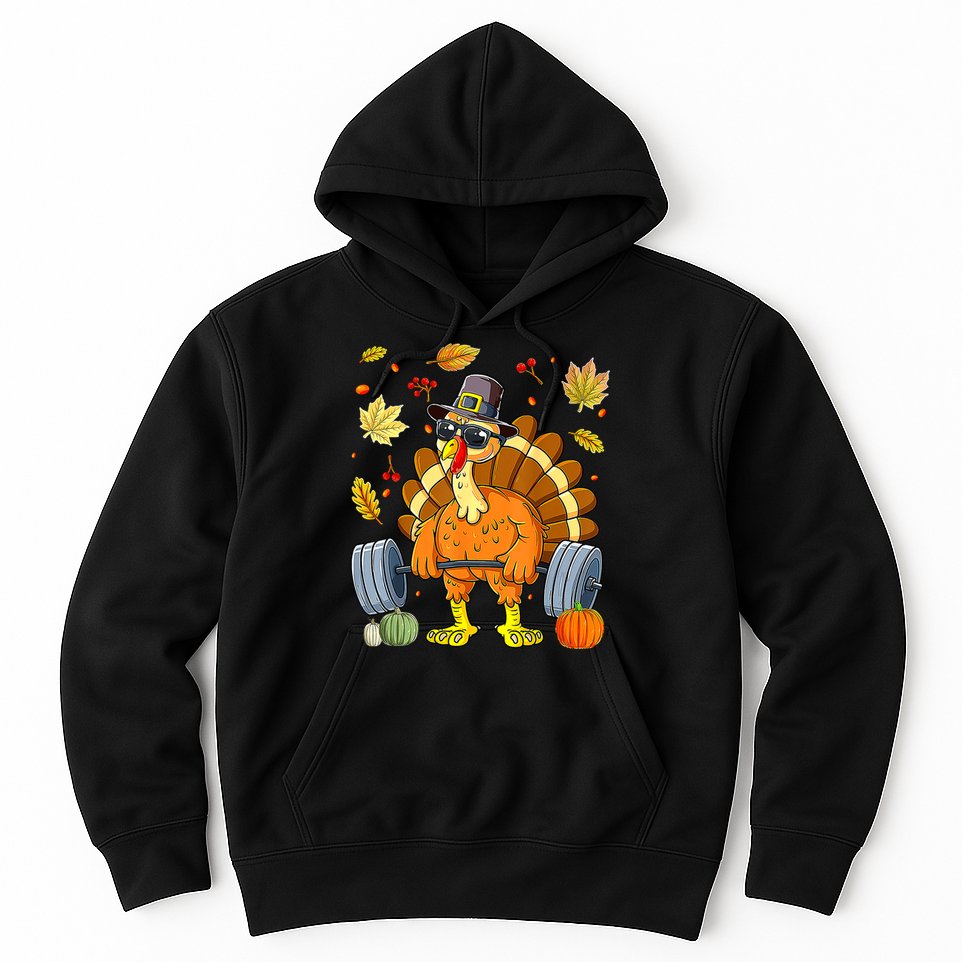 Turkey Deadlift Fitness Weightlifting Thanksgiving Day Hoodie