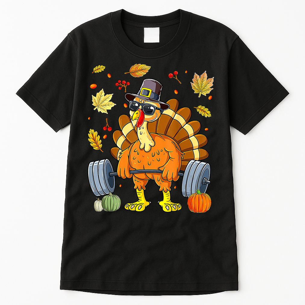 Turkey Deadlift Fitness Weightlifting Thanksgiving Day Tall T-Shirt