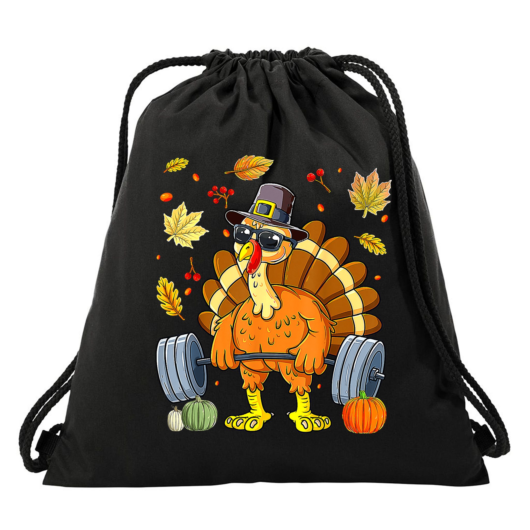 Turkey Deadlift Fitness Weightlifting Thanksgiving Day Drawstring Bag