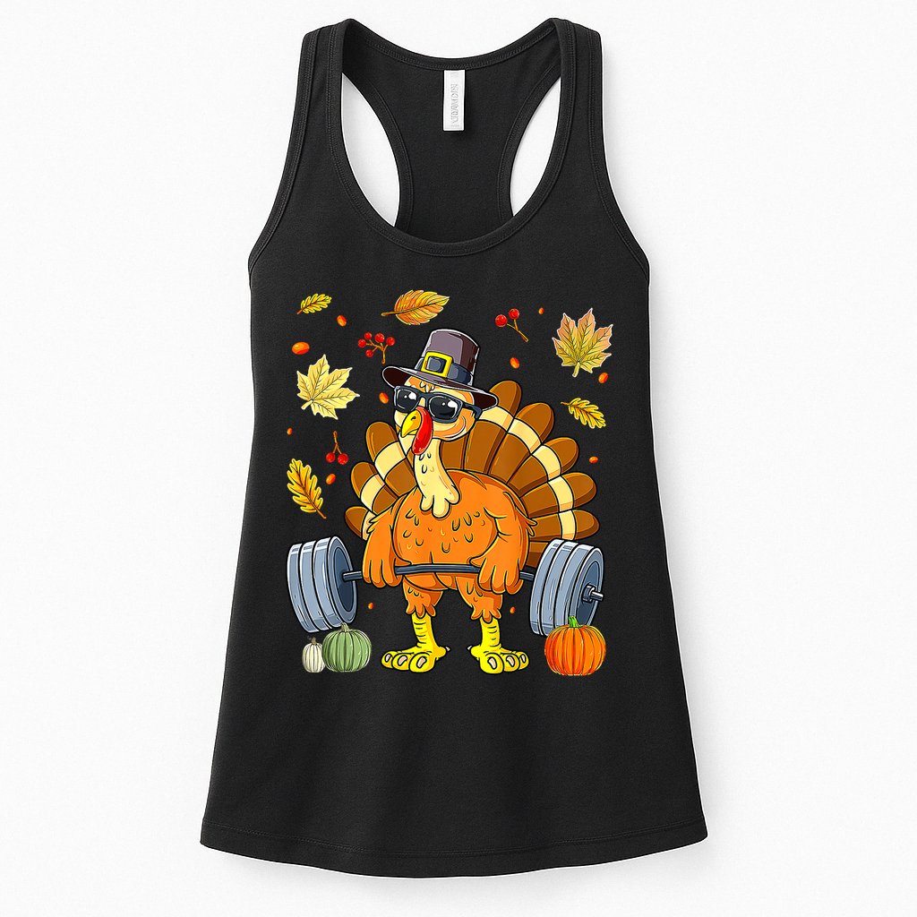 Turkey Deadlift Fitness Weightlifting Thanksgiving Day Womens Tank Top