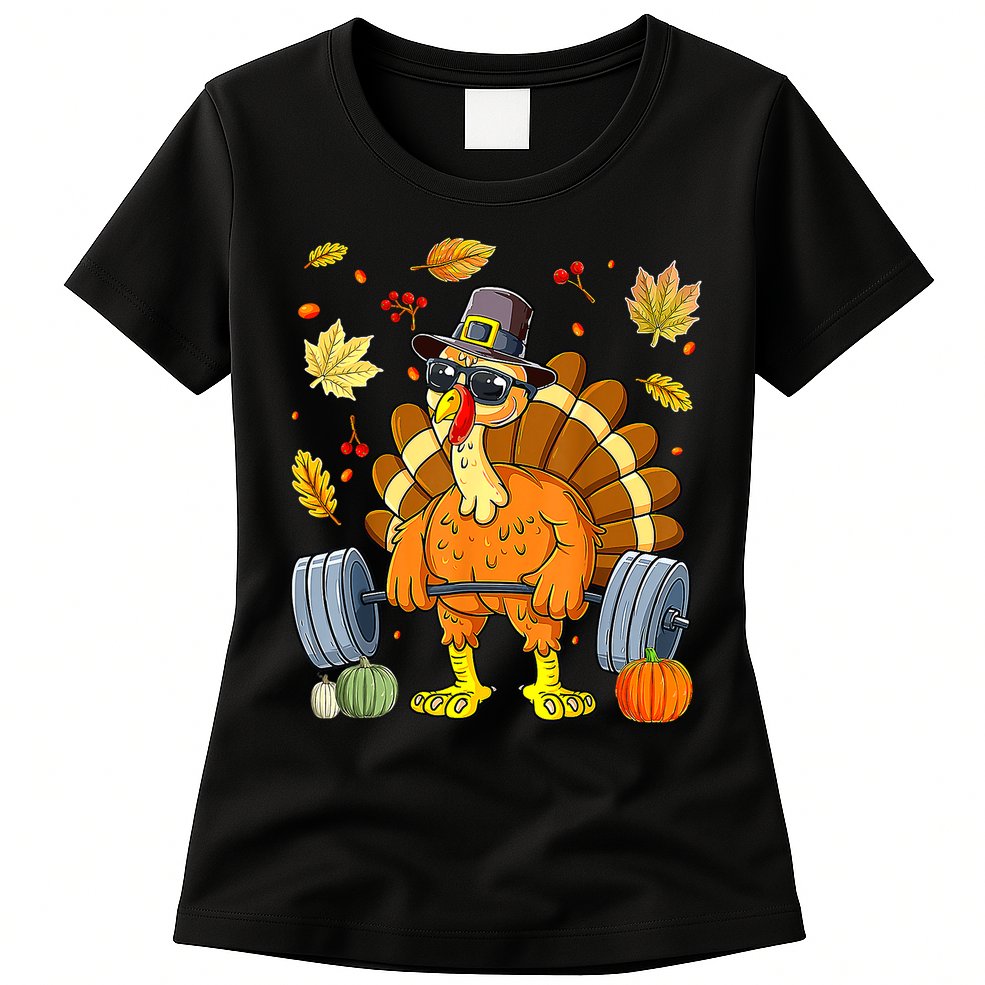 Turkey Deadlift Fitness Weightlifting Thanksgiving Day Womens T-Shirt