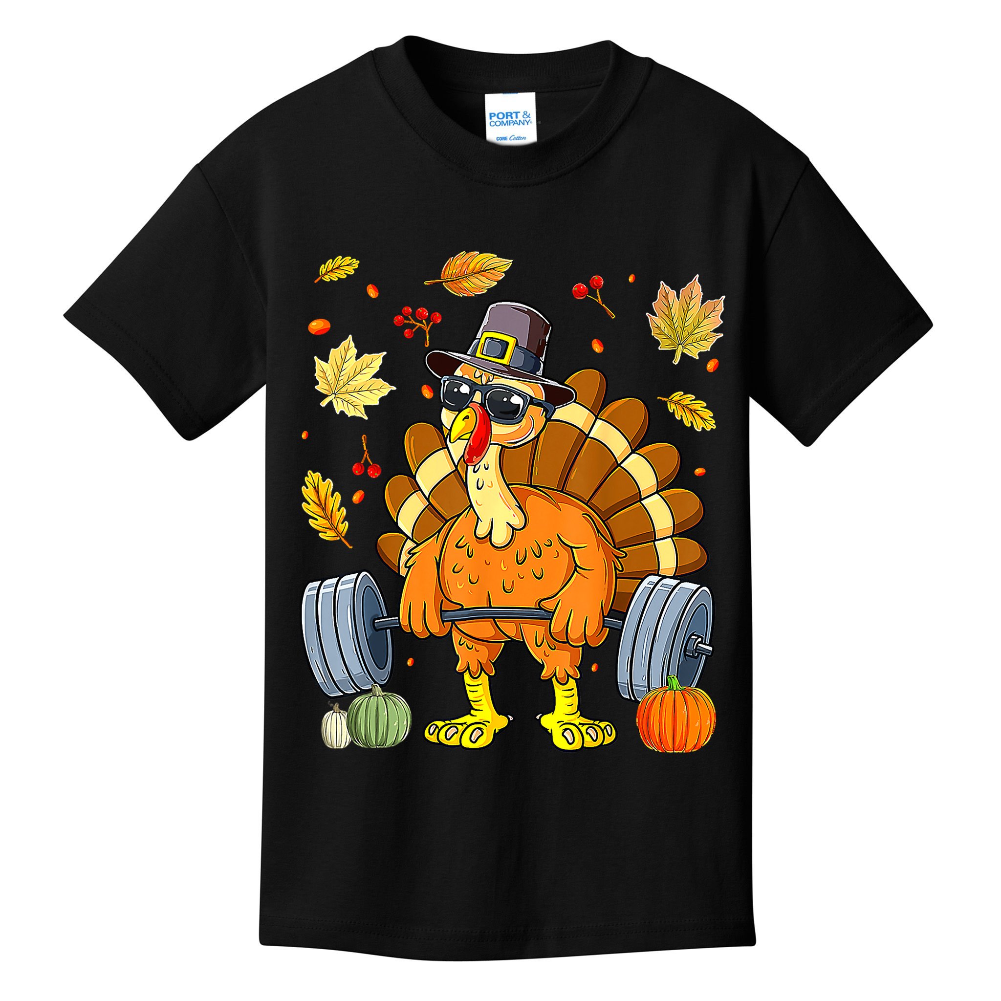 Turkey Deadlift Fitness Weightlifting Thanksgiving Day Kids T-Shirt