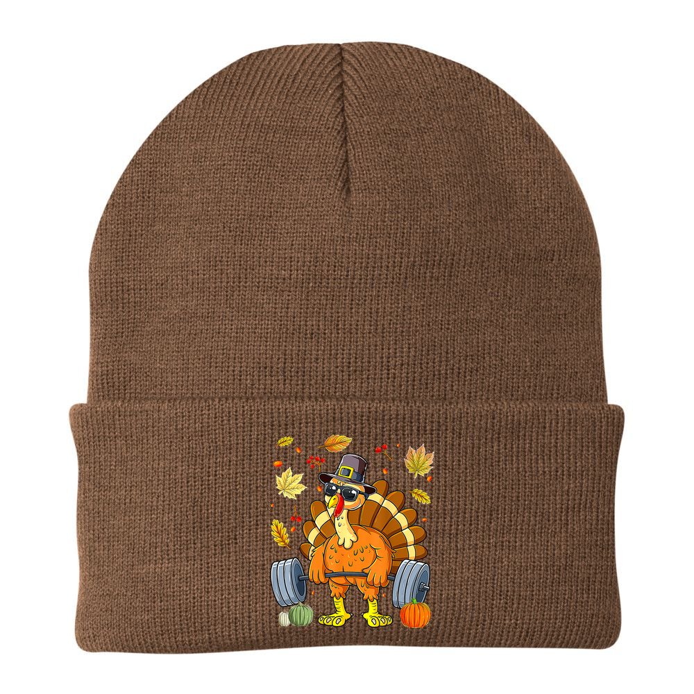 Turkey Deadlift Fitness Weightlifting Thanksgiving Day Beanie