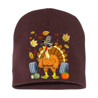 Turkey Deadlift Fitness Weightlifting Thanksgiving Day Short Acrylic Beanie