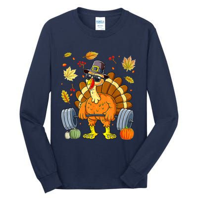 Turkey Deadlift Fitness Weightlifting Thanksgiving Day Tall Long Sleeve T-Shirt