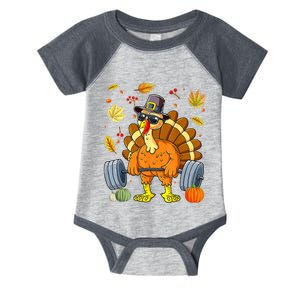 Turkey Deadlift Fitness Weightlifting Thanksgiving Day Infant Baby Jersey Bodysuit