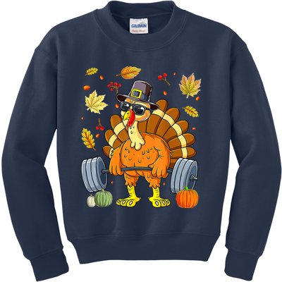 Turkey Deadlift Fitness Weightlifting Thanksgiving Day Kids Sweatshirt