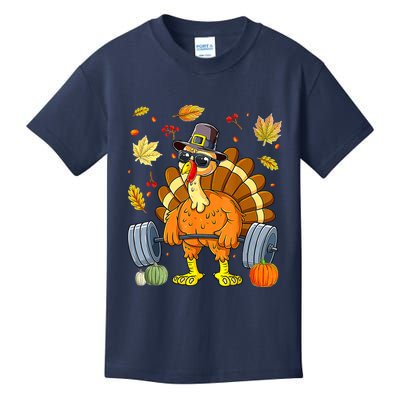 Turkey Deadlift Fitness Weightlifting Thanksgiving Day Kids T-Shirt