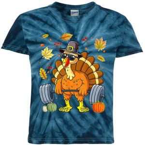 Turkey Deadlift Fitness Weightlifting Thanksgiving Day Kids Tie-Dye T-Shirt