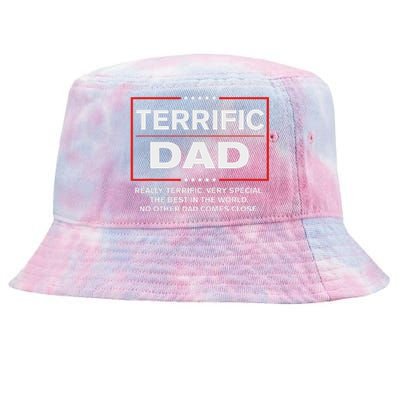 Terrific Dad Funny Donald Trump Fathers Day Gift Tie-Dyed Bucket Hat