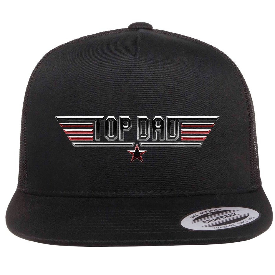 Top Dad Funny Gift Father Fathers Day 80s Daddy 1980s Flat Bill Trucker Hat