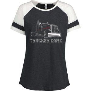 Truck Driver Funny Big Trucking Trucker Gang Enza Ladies Jersey Colorblock Tee