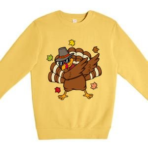 Turkey Dabbing Funny Thanksgiving Family Graphic Great Gift Premium Crewneck Sweatshirt