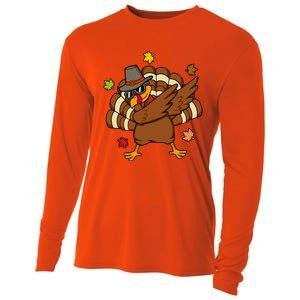 Turkey Dabbing Funny Thanksgiving Family Graphic Great Gift Cooling Performance Long Sleeve Crew