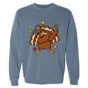 Turkey Dabbing Funny Thanksgiving Family Graphic Great Gift Garment-Dyed Sweatshirt