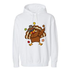 Turkey Dabbing Funny Thanksgiving Family Graphic Great Gift Garment-Dyed Fleece Hoodie