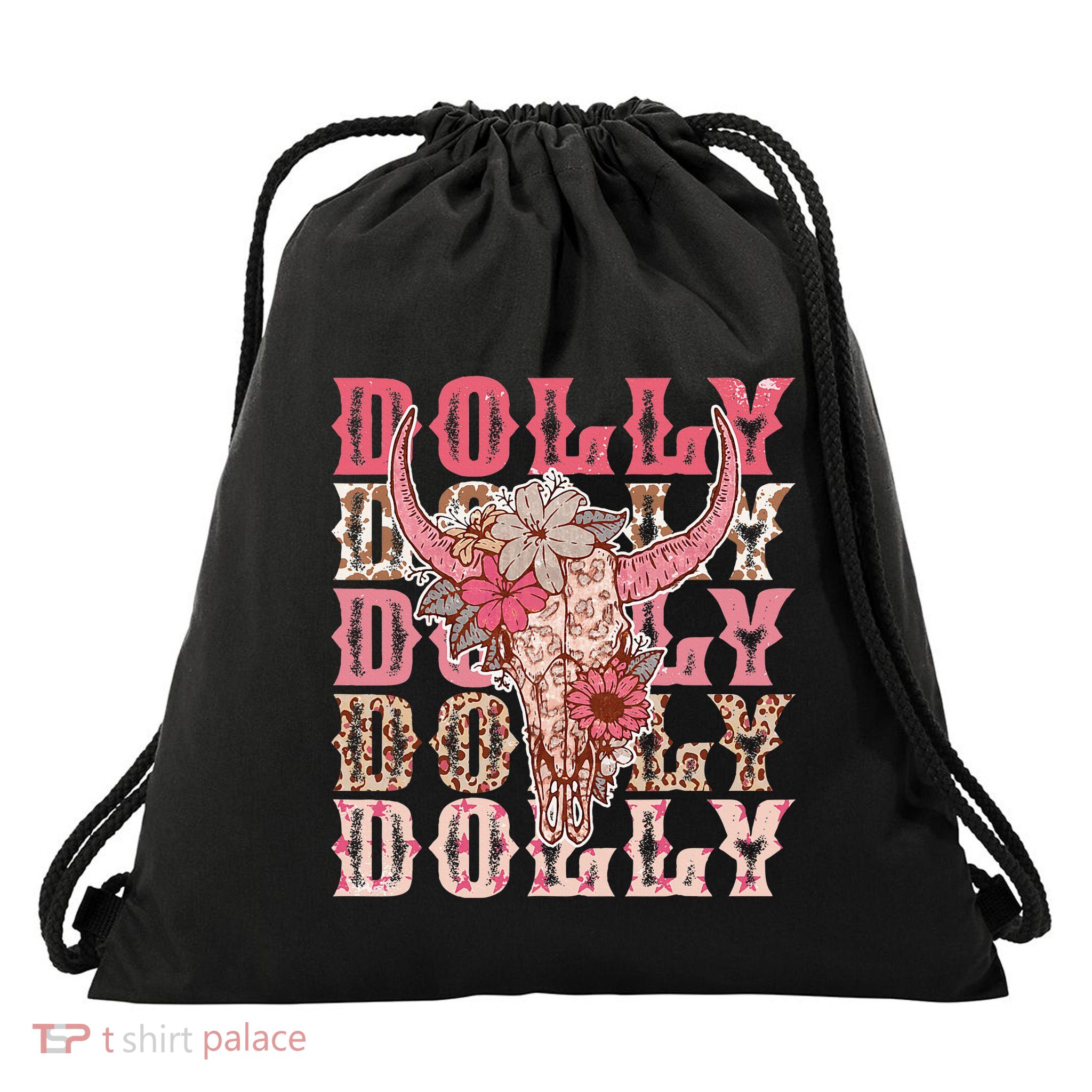 Trendy Dolly First Name Guitar Pink Cowgirl Western Drawstring Bag