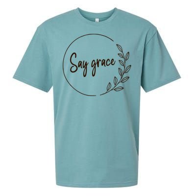 Thanksgiving Day Family Meal Say Grace Blessing Leafy Floral Meaningful Gift Sueded Cloud Jersey T-Shirt