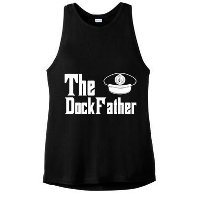 The Dock Father Captain Of The Boat Dad Funny Fathers Day Ladies PosiCharge Tri-Blend Wicking Tank