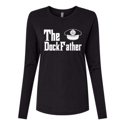 The Dock Father Captain Of The Boat Dad Funny Fathers Day Womens Cotton Relaxed Long Sleeve T-Shirt