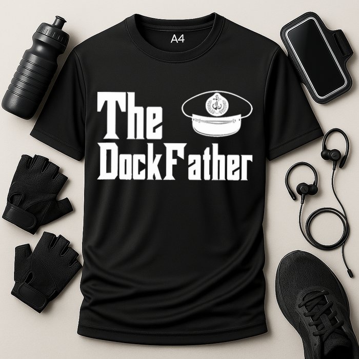 The Dock Father Captain Of The Boat Dad Funny Fathers Day Cooling Performance Crew T-Shirt