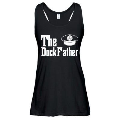 The Dock Father Captain Of The Boat Dad Funny Fathers Day Ladies Essential Flowy Tank