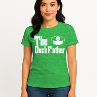 The Dock Father Captain Of The Boat Dad Funny Fathers Day Womens T-Shirt