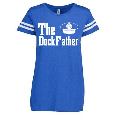 The Dock Father Captain Of The Boat Dad Funny Fathers Day Enza Ladies Jersey Football T-Shirt