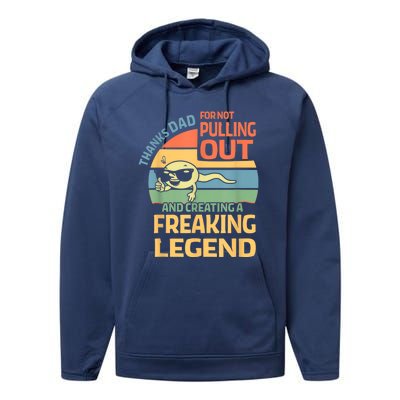 Thanks Dad For Not Pulling Out Funny Gifts From Daughter Son Performance Fleece Hoodie