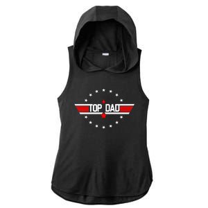 Top Dad Father's Day Airplane Pilot Ladies PosiCharge Tri-Blend Wicking Draft Hoodie Tank