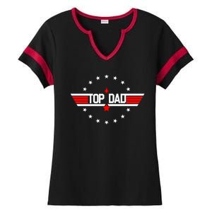 Top Dad Father's Day Airplane Pilot Ladies Halftime Notch Neck Tee