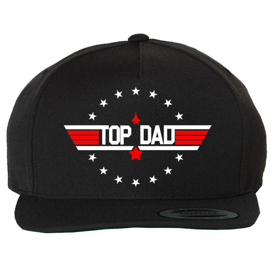 Top Dad Father's Day Airplane Pilot Wool Snapback Cap