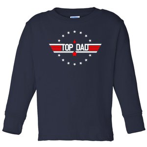 Top Dad Father's Day Airplane Pilot Toddler Long Sleeve Shirt