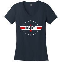 Top Dad Father's Day Airplane Pilot Women's V-Neck T-Shirt