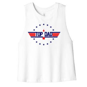 Top Dad Father's Day Airplane Pilot Women's Racerback Cropped Tank