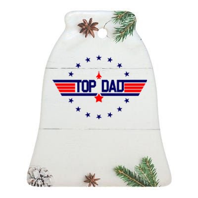 Top Dad Father's Day Airplane Pilot Ceramic Bell Ornament