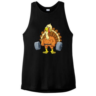 Turkey Deadlift Funny Thanksgiving Day Fitness Weightlifting Ladies PosiCharge Tri-Blend Wicking Tank