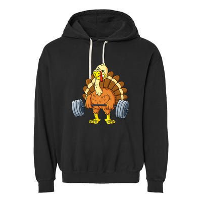 Turkey Deadlift Funny Thanksgiving Day Fitness Weightlifting Garment-Dyed Fleece Hoodie