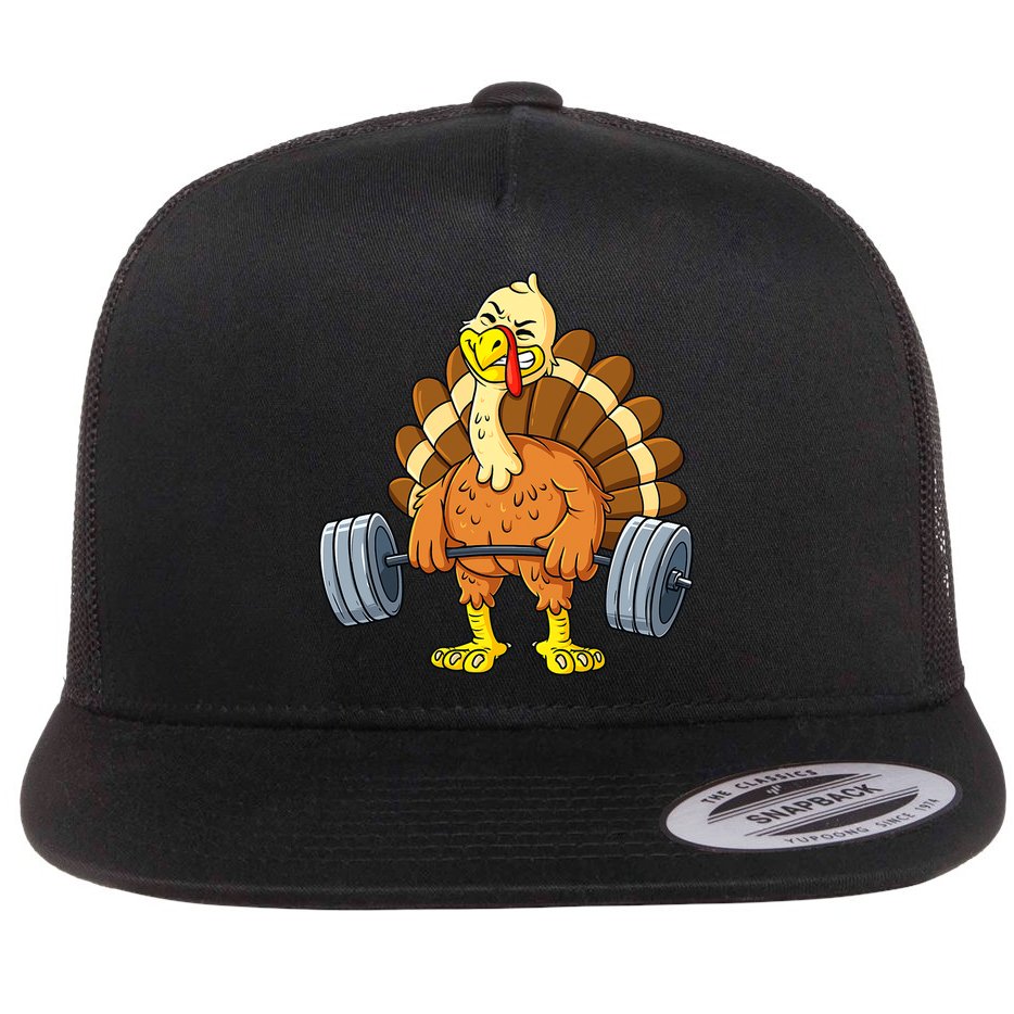 Turkey Deadlift Funny Thanksgiving Day Fitness Weightlifting Flat Bill Trucker Hat