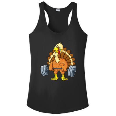 Turkey Deadlift Funny Thanksgiving Day Fitness Weightlifting Ladies PosiCharge Competitor Racerback Tank