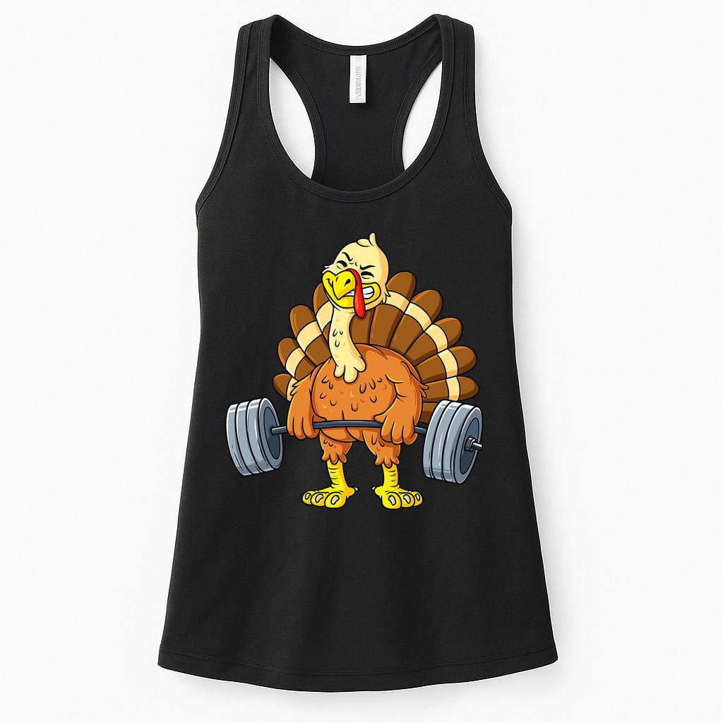 Turkey Deadlift Funny Thanksgiving Day Fitness Weightlifting Womens Tank Top