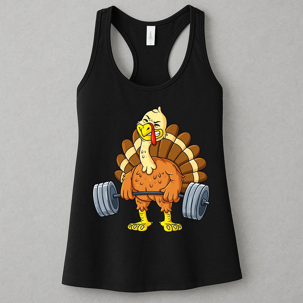 Turkey Deadlift Funny Thanksgiving Day Fitness Weightlifting Womens Tank Top