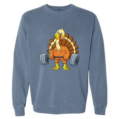 Turkey Deadlift Funny Thanksgiving Day Fitness Weightlifting Garment-Dyed Sweatshirt