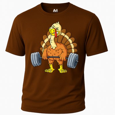Turkey Deadlift Funny Thanksgiving Day Fitness Weightlifting Cooling Performance Crew T-Shirt