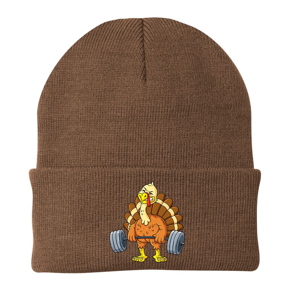 Turkey Deadlift Funny Thanksgiving Day Fitness Weightlifting Beanie